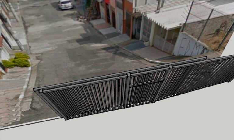 Portão de garagem em grade de aço instalado — PW Vidros e Alumínios, São Paulo