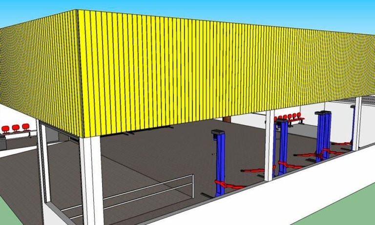 Projeto de estrutura metálica para galpão e oficina — PW Vidros e Alumínios, São Paulo