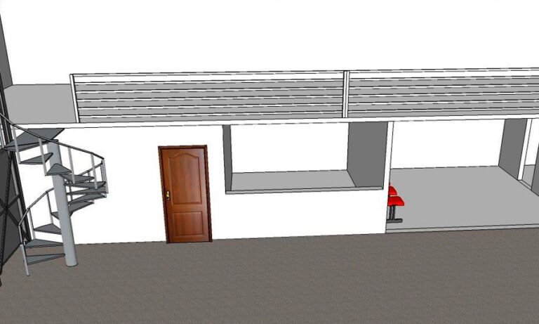 Projeto de escada caracol, escada marinheiro e plataforma metálica — PW Vidros e Alumínios, São Paulo